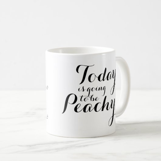 今日は孔雀習字のマグカップになる コーヒーマグカップ (正面右)