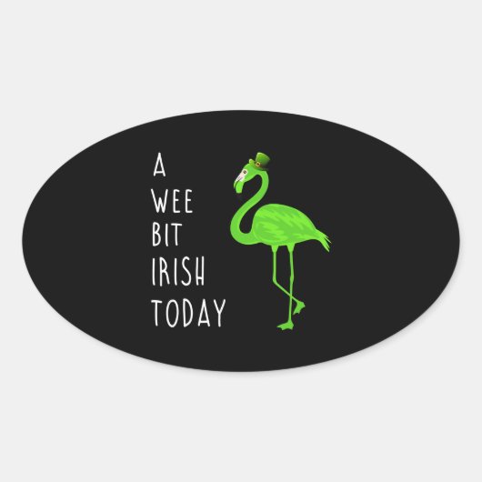 今日は少しアイルランド | St. Patty's Day Flamingo 楕円形シール (正面)