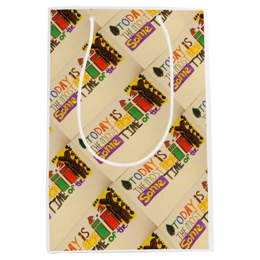 今日は年の素晴らし最も多い時間ギフトバッグ ミディアムペーパーバッグ (正面)