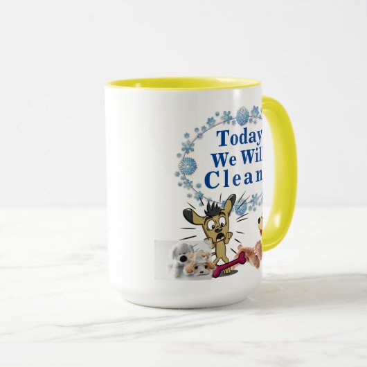 今日は掃除するけど、犬を怖がらせないで! マグカップ (正面右)