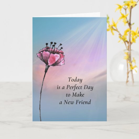 今日は新しい友だちを作る カード (黄色い花)