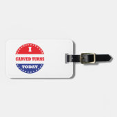 今日は曲り目を彫った ラゲッジタグ (正面横)