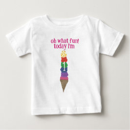 今日は楽しい1歳の誕生日アイスクリーム ベビーTシャツ