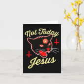 今日は無理、イエス、悪魔を称えろ、猫、死のクロス、ヴィンテージ カード (黄色い花)