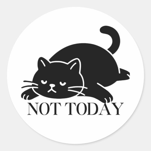 今日は無理 ハロウィン気分 黒猫ステッカー ラウンドシール (正面)