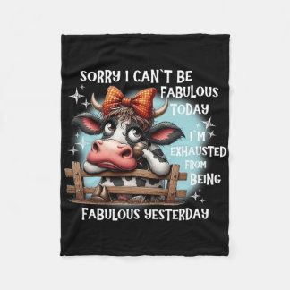 今日は疲れ果てて作り話にならない牛すまん フリースブランケット