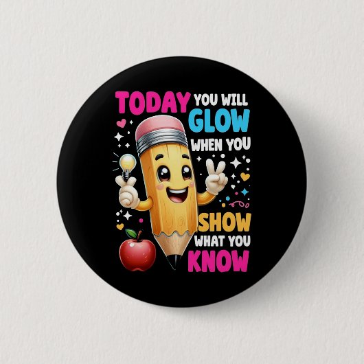 今日は知っていることを見せると輝く 缶バッジ (正面)