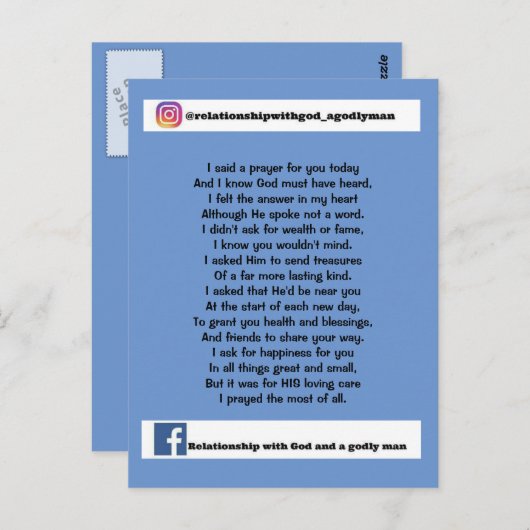 今日は祈りの言葉だ ポストカード (正面/裏面)