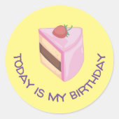 今日は私のお誕生日ケーキスライス丸ステッカー ラウンドシール (正面)