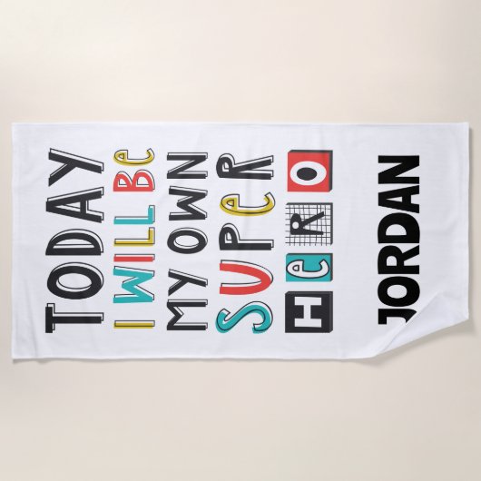 今日は私のヒーローになすごいる ビーチタオル (正面)