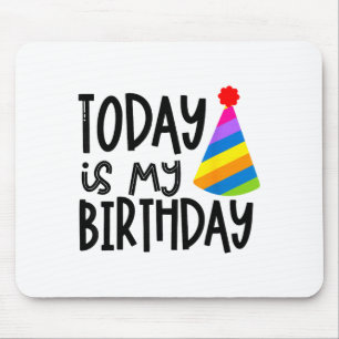 今日は私の誕生日だと言う - パーティーハットのデザイン マウスパッド