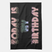 今日は私の誕生日アートプリント キッチンタオル (縦)