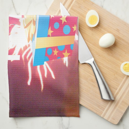 今日は私の誕生日アートプリント キッチンタオル (四つ折り)