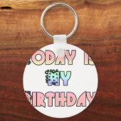 今日は私の誕生日アートプリント キーホルダー (正面)