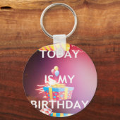 今日は私の誕生日アートプリント キーホルダー (正面)