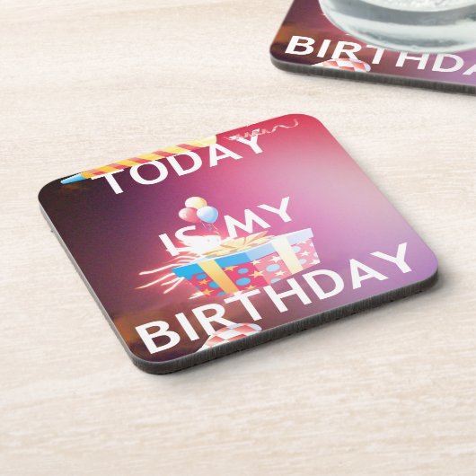 今日は私の誕生日アートプリント コースター (左側)