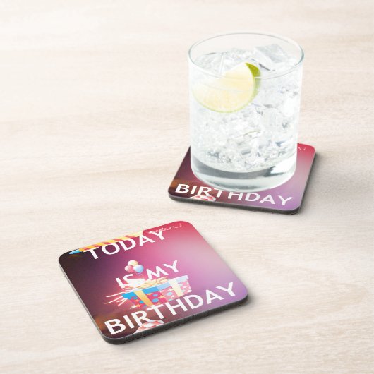 今日は私の誕生日アートプリント コースター (右側)