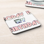 今日は私の誕生日アートプリント コースター (左側)