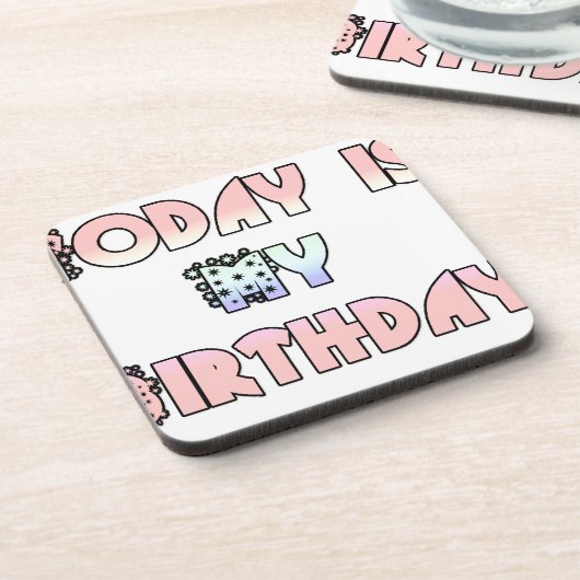 今日は私の誕生日アートプリント コースター (左側)