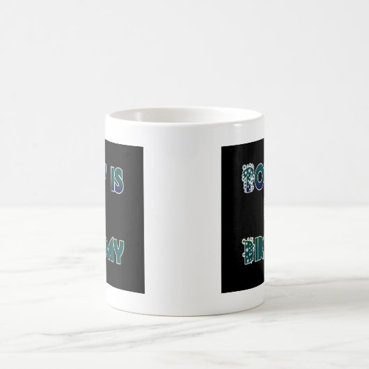 今日は私の誕生日アートプリント コーヒーマグカップ (中央)