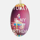 今日は私の誕生日アートプリント セラミックオーナメント (右)
