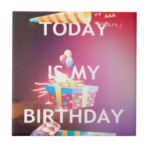 今日は私の誕生日アートプリント タイル