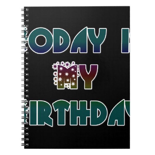 今日は私の誕生日アートプリント ノートブック (正面)