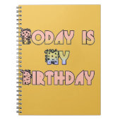 今日は私の誕生日アートプリント ノートブック (正面)