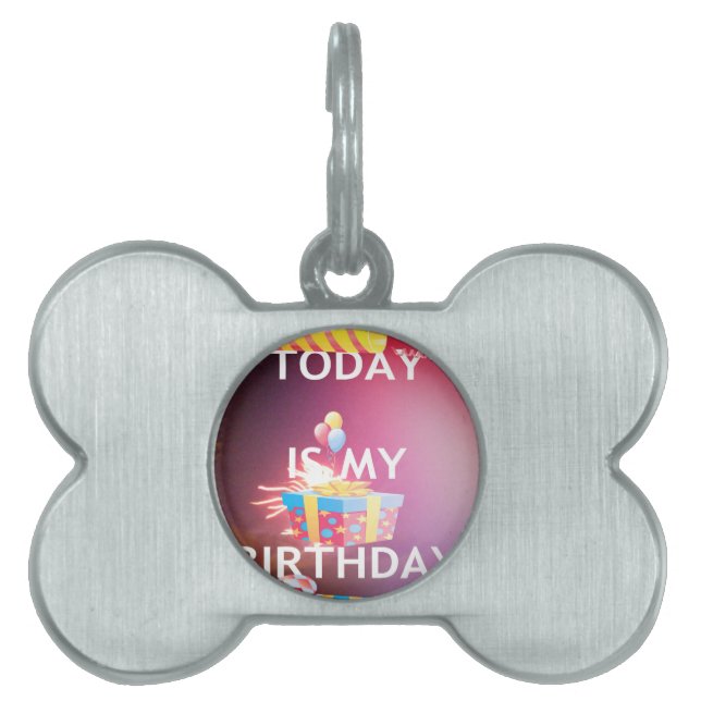 今日は私の誕生日アートプリント ペットネームタグ (正面)