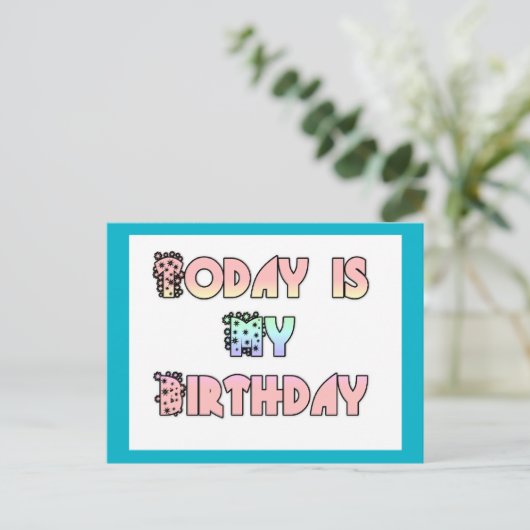 今日は私の誕生日アートプリント ポストカード (スタンド正面)