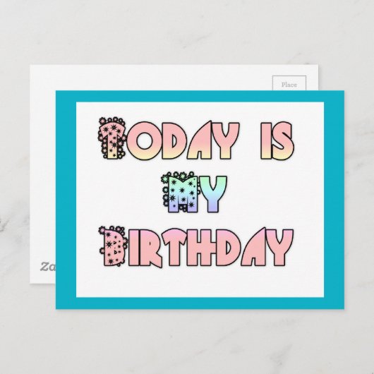 今日は私の誕生日アートプリント ポストカード (正面/裏面)