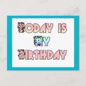 今日は私の誕生日アートプリント ポストカード (正面)
