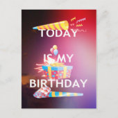今日は私の誕生日アートプリント ポストカード (正面)