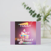今日は私の誕生日アートプリント ポストカード (スタンド正面)