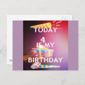 今日は私の誕生日アートプリント ポストカード (正面/裏面)