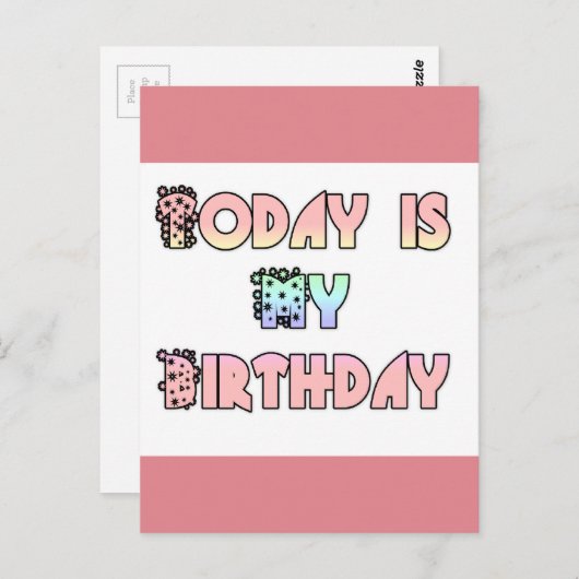 今日は私の誕生日アートプリント ポストカード (正面/裏面)