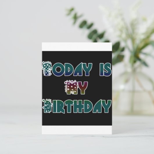 今日は私の誕生日アートプリント ポストカード (スタンド正面)