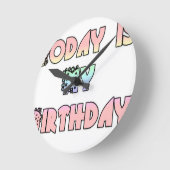 今日は私の誕生日アートプリント ラウンド壁時計 (傾斜)