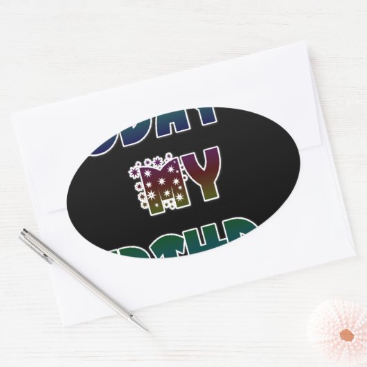 今日は私の誕生日アートプリント 楕円形シール (封筒)