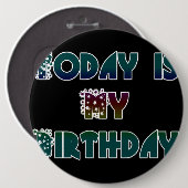 今日は私の誕生日アートプリント 缶バッジ (正面&裏面)