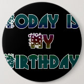 今日は私の誕生日アートプリント 缶バッジ (正面)