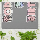 今日は私の誕生日ベビーピンクアートプリント キッチンタオル (折り畳み)