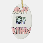 今日は私の誕生日ベビーピンクアートプリント セラミックオーナメント (右)