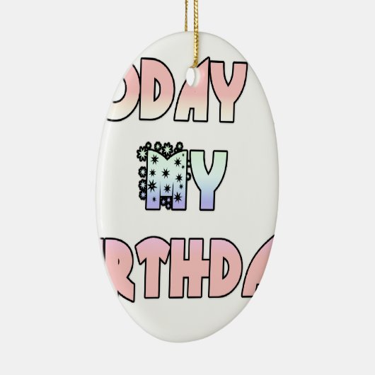 今日は私の誕生日ベビーピンクアートプリント セラミックオーナメント (右)