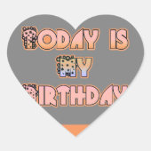 今日は私の誕生日ベビーピンクアートプリント ハートシール (正面)