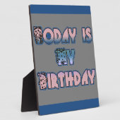 今日は私の誕生日ベビーピンクアートプリント フォトプラーク (側面)