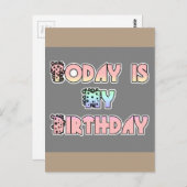 今日は私の誕生日ベビーピンクアートプリント ポストカード (正面/裏面)