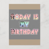 今日は私の誕生日ベビーピンクアートプリント ポストカード (正面)
