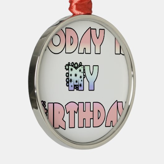 今日は私の誕生日ベビーピンクアートプリント メタルオーナメント (右)