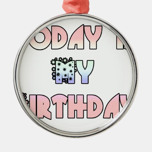 今日は私の誕生日ベビーピンクアートプリント メタルオーナメント (正面)